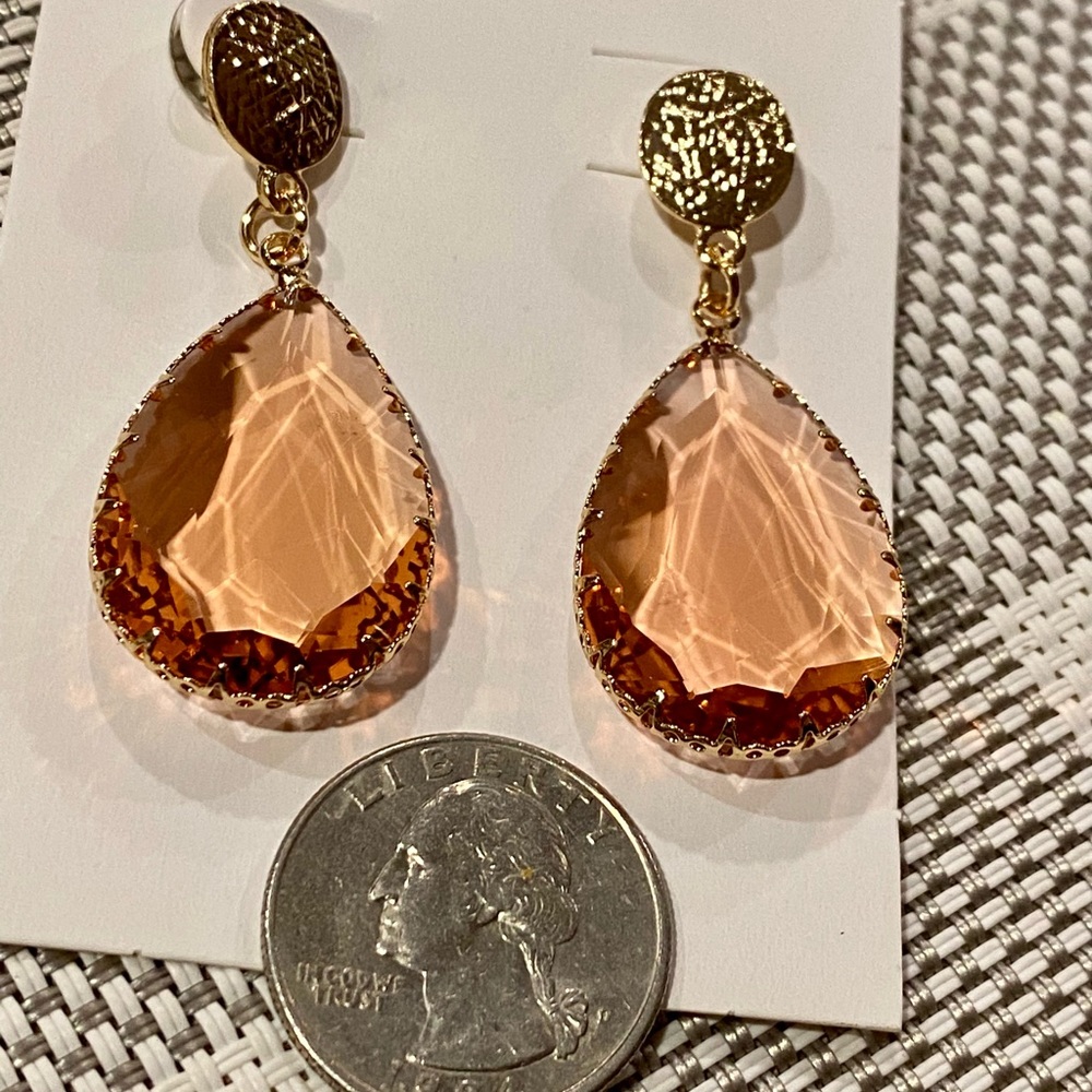 Peach drop earrings large dainty statement earrings
